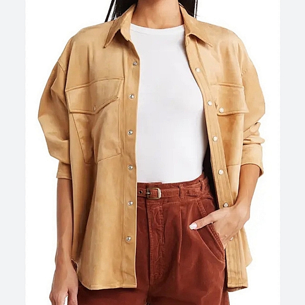 MOTHER Tan Button-Up Shirt